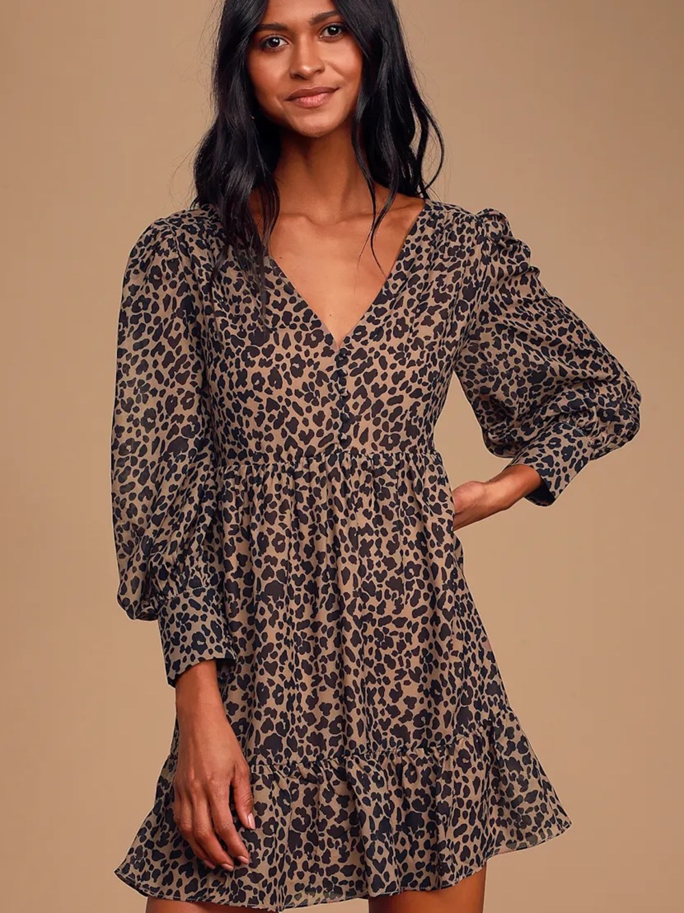 Lulu's Brown Leopard Print Mini Dress